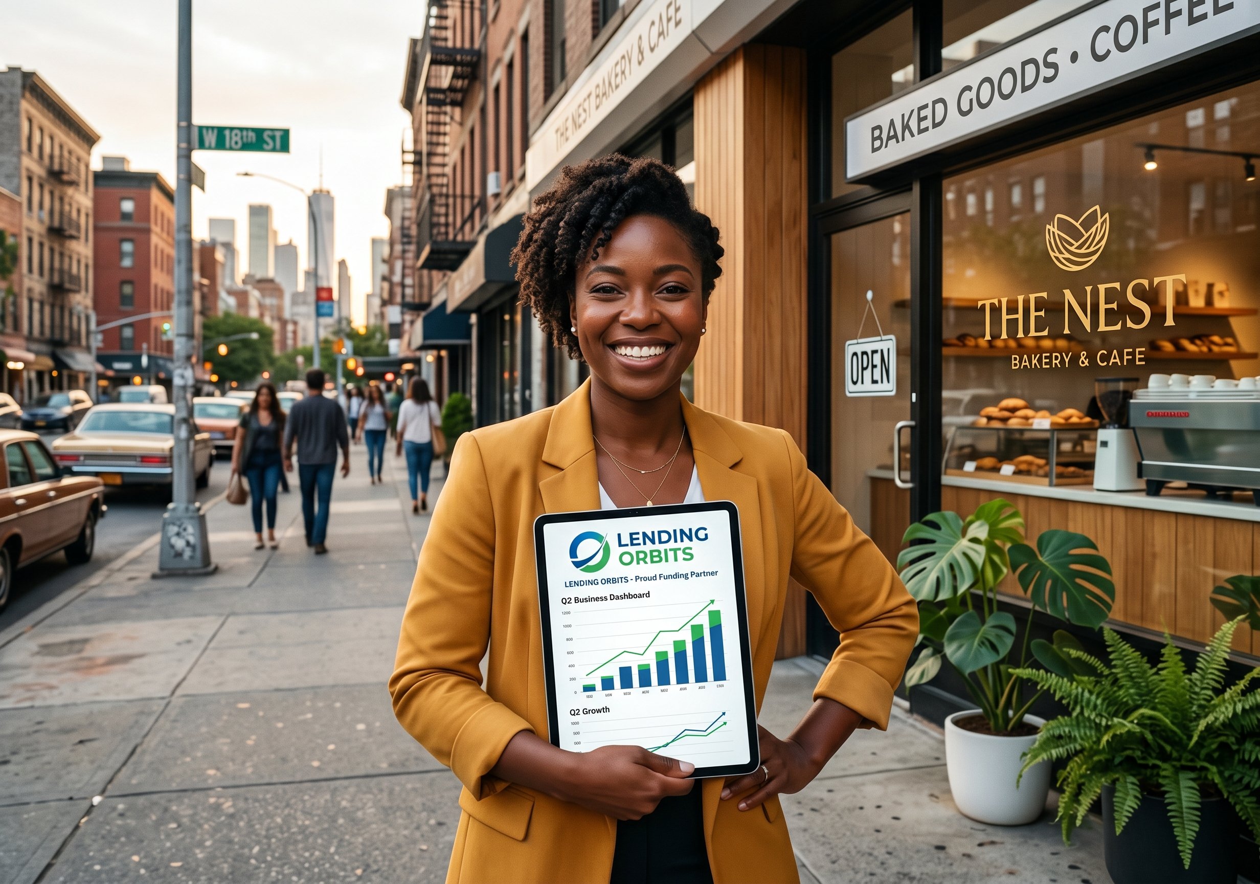 Entrepreneur at her storefront funded by Lending Orbits business loan